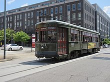 The New Orleans Streetcar System is one of the oldest in the world. New Orleans Streetcar 461 on Carondelet Street, 24 August 2021 - 02.jpg