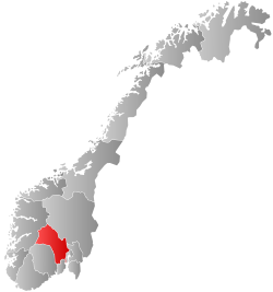 Map of Norway with Buskerud highlighted