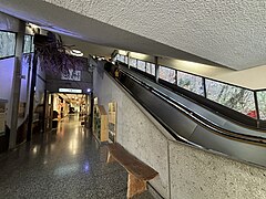 Buildings connected by escalator