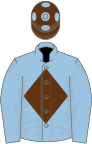 LIGHT BLUE, brown diamond, brown cap, blue spots