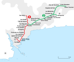 mapa provozovaných linek