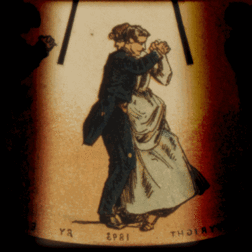 Couple dansant la valse. Simulation de l'effet recherché par l'auteur original (Eadweard Muybridge) à partir des gravures d'un phénakistiscope. (définition réelle 800 × 800)