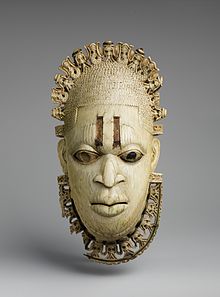 Benin ivory mask, Iyoba, 16th-century Nigeria Queen Mother Pendant Mask- Iyoba MET DP231460.jpg