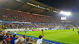 Les supporters strasbourgeois au stade de la Meinau.