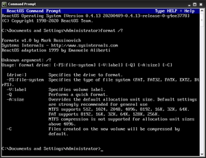 The format command on ReactOS ReactOS-0.4.13 format command 667x514.png
