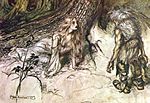 I skogen fann Mime Sieglinde som födde sonen Siegfried.