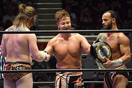 Satoshi Kojima, Ricochet and David Finlay NEVER Openweight 6-Man Tag Team Champions.jpg