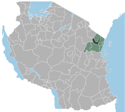 Location in Tanzania (dark green)