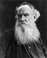 Leo Tolstoy with a large beard and moustache.