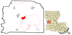 Location in Vernon Parish and the state of Louisiana.