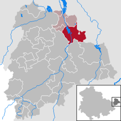 Elhelyezkedése Altenburger Land járás térképén