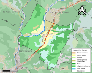 Carte en couleurs présentant l'occupation des sols.