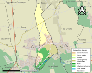 Carte en couleurs présentant l'occupation des sols.