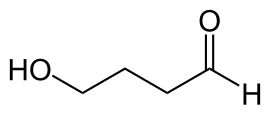 4-Hydroxybutanal is an organic compound with an aldehyde (right) functional group and an alcohol (left) functional group. 4-Hydroxybutanal.svg