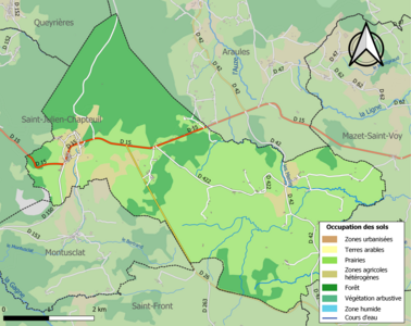 Carte en couleurs des infrastructures et de l'occupation des sols de la commune.