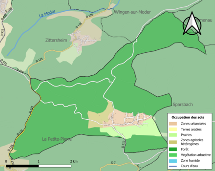 Carte en couleurs présentant l'occupation des sols.