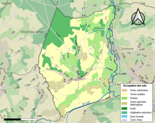 Carte en couleurs présentant l'occupation des sols.