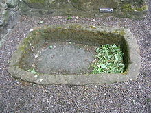 A dough trough, located in Aberdour Castle, once used for leavening bread Aberdour Castle - Dough Trough.jpg
