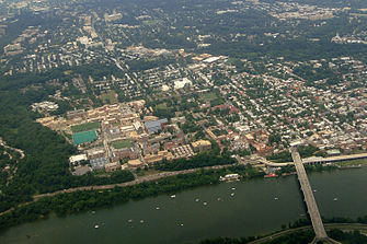 Aerial view of Georgetown University campus in 2011