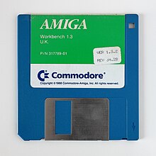 Workbench 1.3 UK on floppy disk Amiga Workbench 1.3 UK diskette.jpg