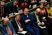 The Frontbench Team of Ian Blackford (2017-2022). The SNP form the largest representation of Scottish MPs in the House of Commons Blackford Frontbench 2019.jpg