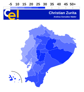 Stimmanteile von Christian Zurita in den Provinzen