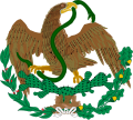 Escudo Nacional Mexicano usado entre 1880 y 1909, diseñado por Tomas de la Peña.