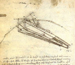 Croquis d'une machine volante par Léonard de Vinci