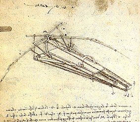 da Vinciho návrh létajícího stroje, asi 1488
