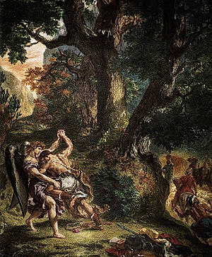 Eugène Delacroix - Jacob Wrestling with the An...