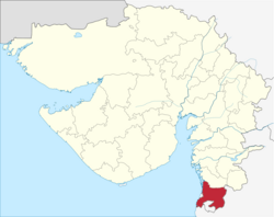 Location of Valsad district in Gujarat