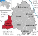 Lage der Gemeinde Hohenhameln im Landkreis Peine