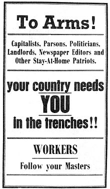 Australian anti-conscription poster, 1916 IWW anti-conscription poster 1916.jpg