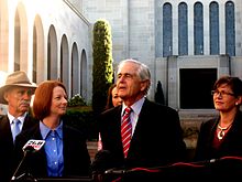 Julia Gillard Steve Gower and other politicians at the AWM.jpg