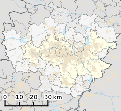 Map of Katowice urban area and its metropolitan area (parts of Rybnik metropolitan area also visible in the bottom-left corner)