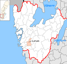 Lerums kommuns läge i Västra Götalands län