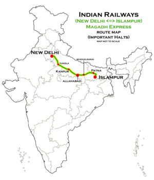 Magadh Express (New Delhi – Islampur) route map