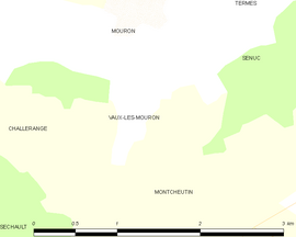 Mapa obce Vaux-lès-Mouron