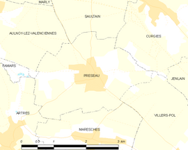 Mapa obce Préseau