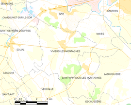 Mapa obce Viviers-lès-Montagnes