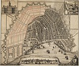 Amsterdam, structure and infill (urban ensembles), 1660 Map of Amsterdam with a Plan for a City Extension that was never Realised.jpg