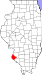 Harta statului Illinois indicând comitatul Monroe
