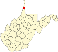 オハイオ郡の位置を示したウェストバージニア州の地図