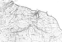 Black and white mapping of the Eskdale area showing Aislaby village