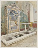 Л. Баццани. Мозаичный фонтан в Помпеях. 1899. Акварель. Музей Виктории и Альберта, Лондон