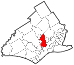Location of Nether Providence Township in Delaware County