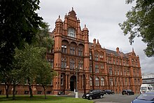 The oldest surviving building, housing the Royal Technical Institute upon its foundation, is now known as the Peel Building. Peel building salford university.jpg