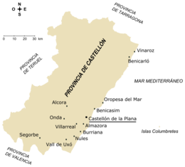 Provincia di Castellón – Mappa