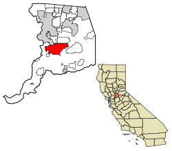 埃尔克格罗夫在沙加緬度郡及加州的位置