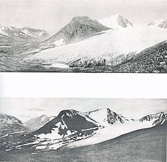 Mikkaglaciärens avsmältning mellan år 1900 och 1940